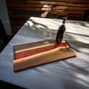 Charcuterie Board Live Edge Epoxy Resin River Board. Food Safe Epoxy.